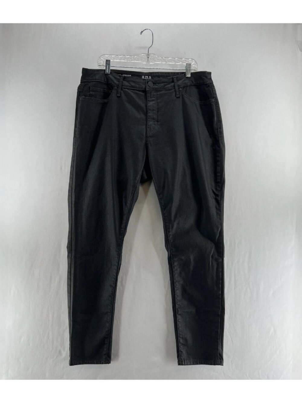 a.n.a Coated High Rise Skinny Jeans Womens 18W Waxed Denim Stretch Zip Fly Black